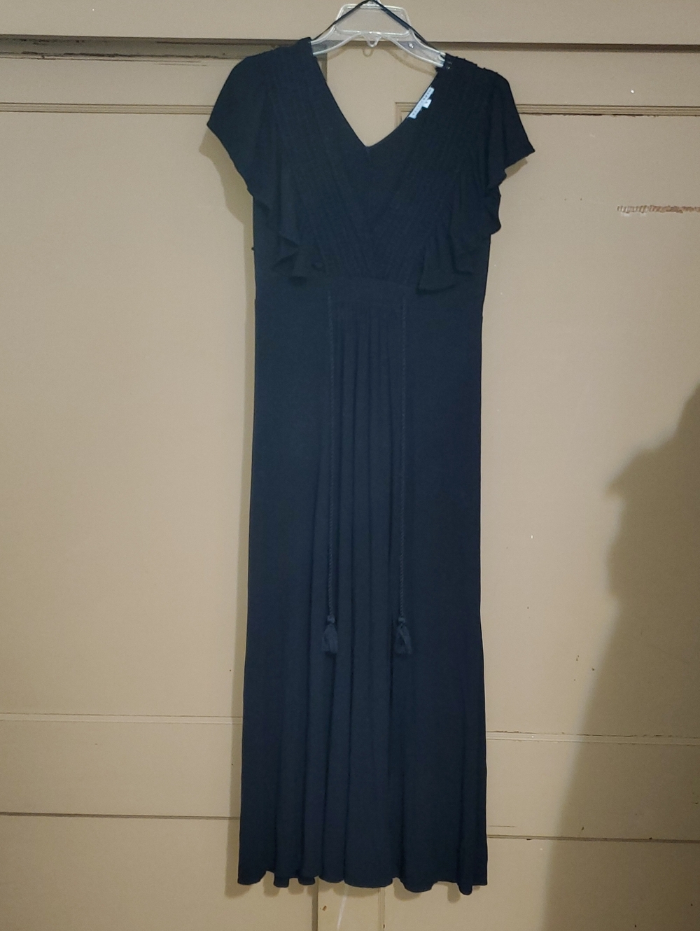 Baltic Born Black V-Neck Maxi Dress with Waist Ties